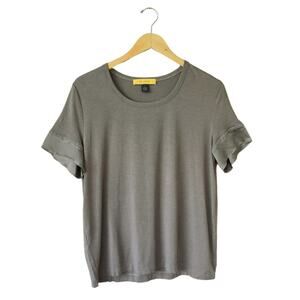 ST. JOHN Taupe Scoop Neck Jersey Top Viscose